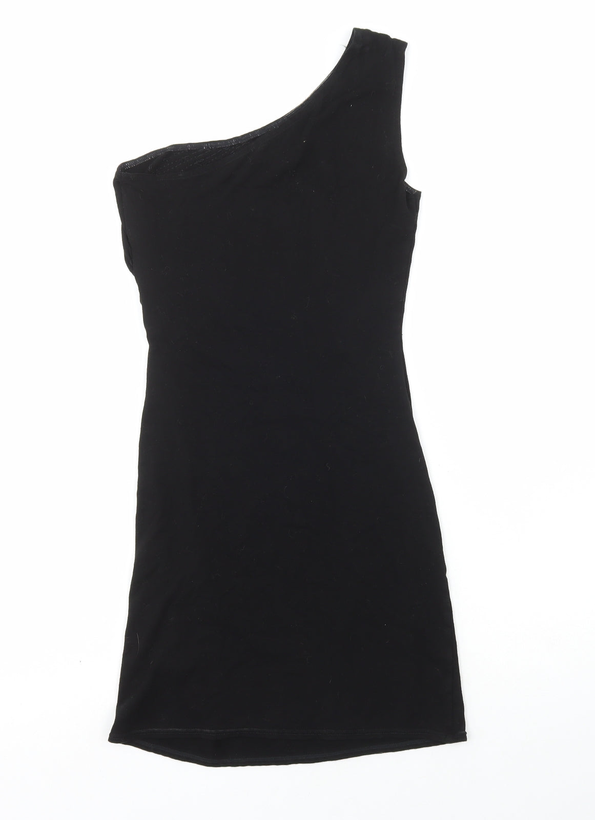 Warehouse Womens Black Viscose Bodycon Size 8 One Shoulder