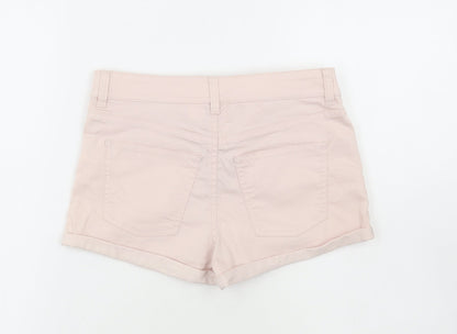 H&M Womens Beige Cotton Dungaree Shorts Shorts Size 8 Regular