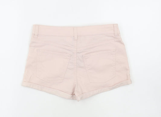 H&M Womens Beige Cotton Dungaree Shorts Shorts Size 8 Regular