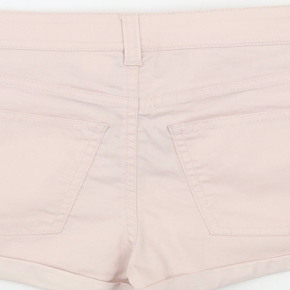 H&M Womens Beige Cotton Dungaree Shorts Shorts Size 8 Regular