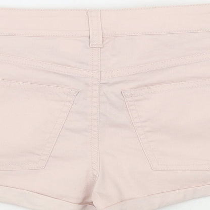 H&M Womens Beige Cotton Dungaree Shorts Shorts Size 8 Regular
