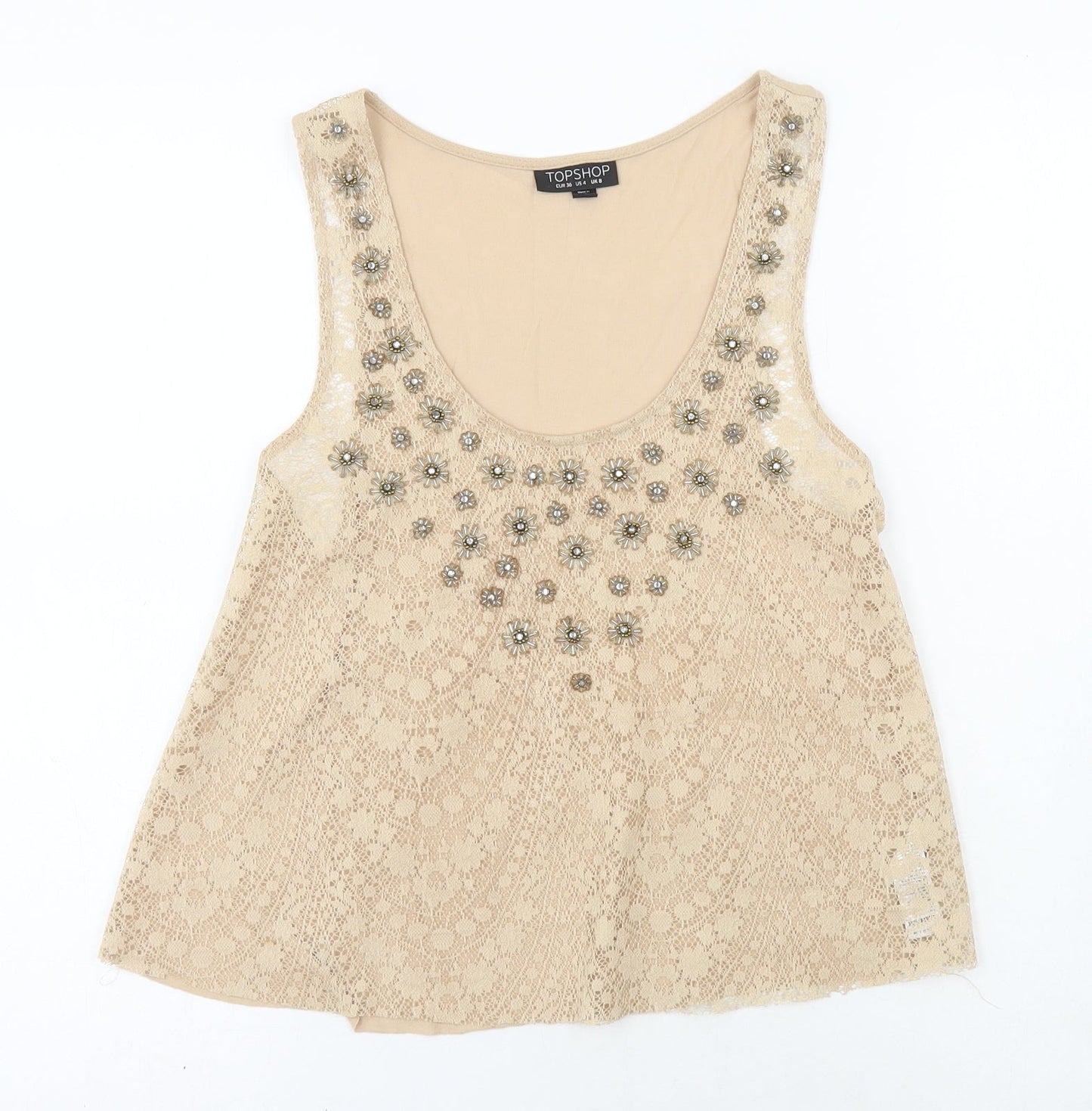 Womens UK Size 8 Topshop Gold Camisole Tank