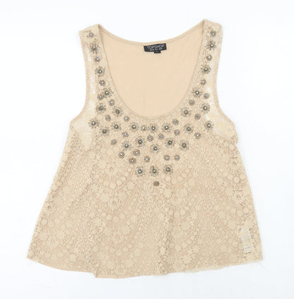 Womens UK Size 8 Topshop Gold Camisole Tank