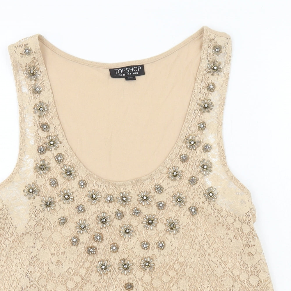 Womens UK Size 8 Topshop Gold Camisole Tank
