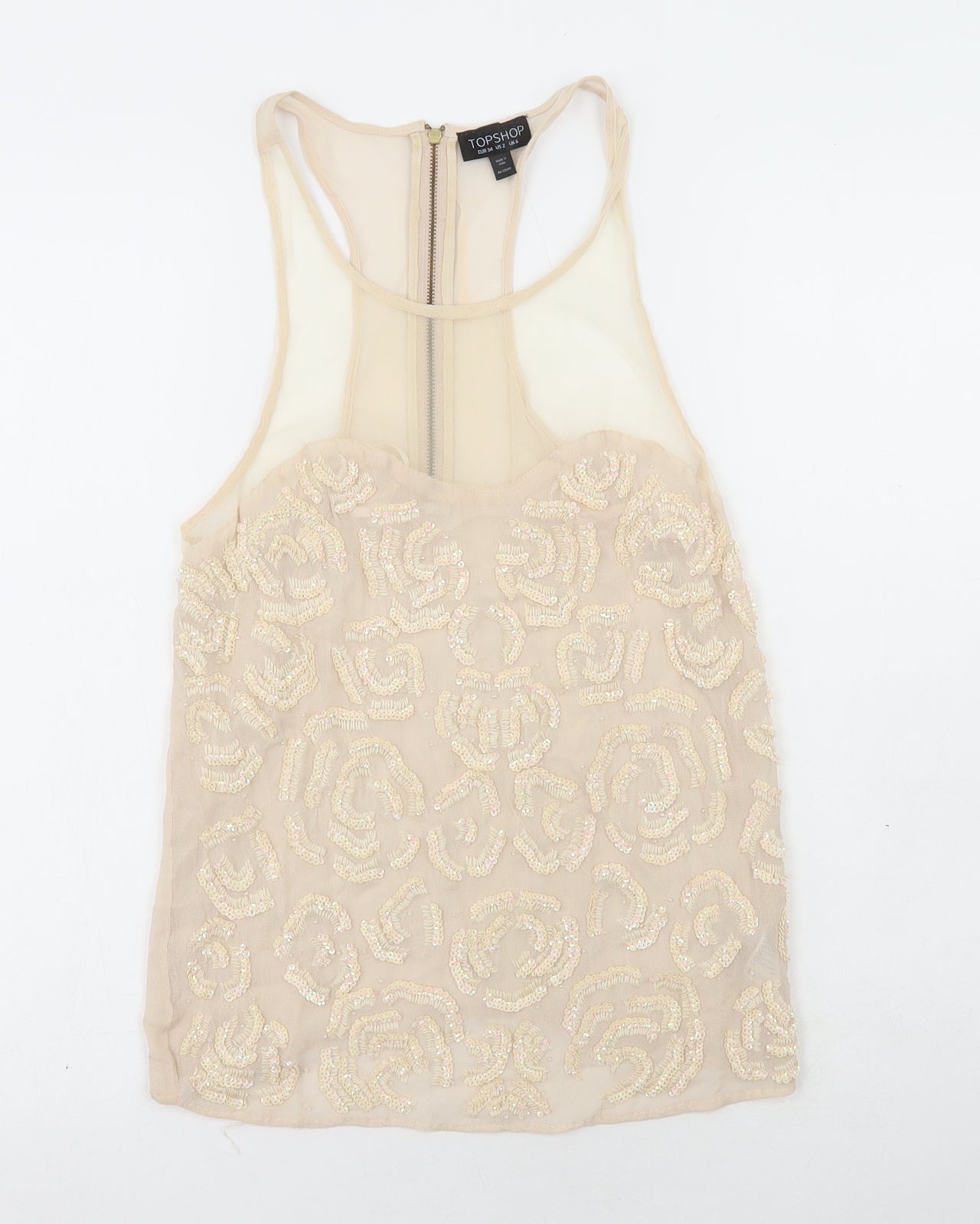 Womens UK Size 6 Topshop Beige Camisole Tank