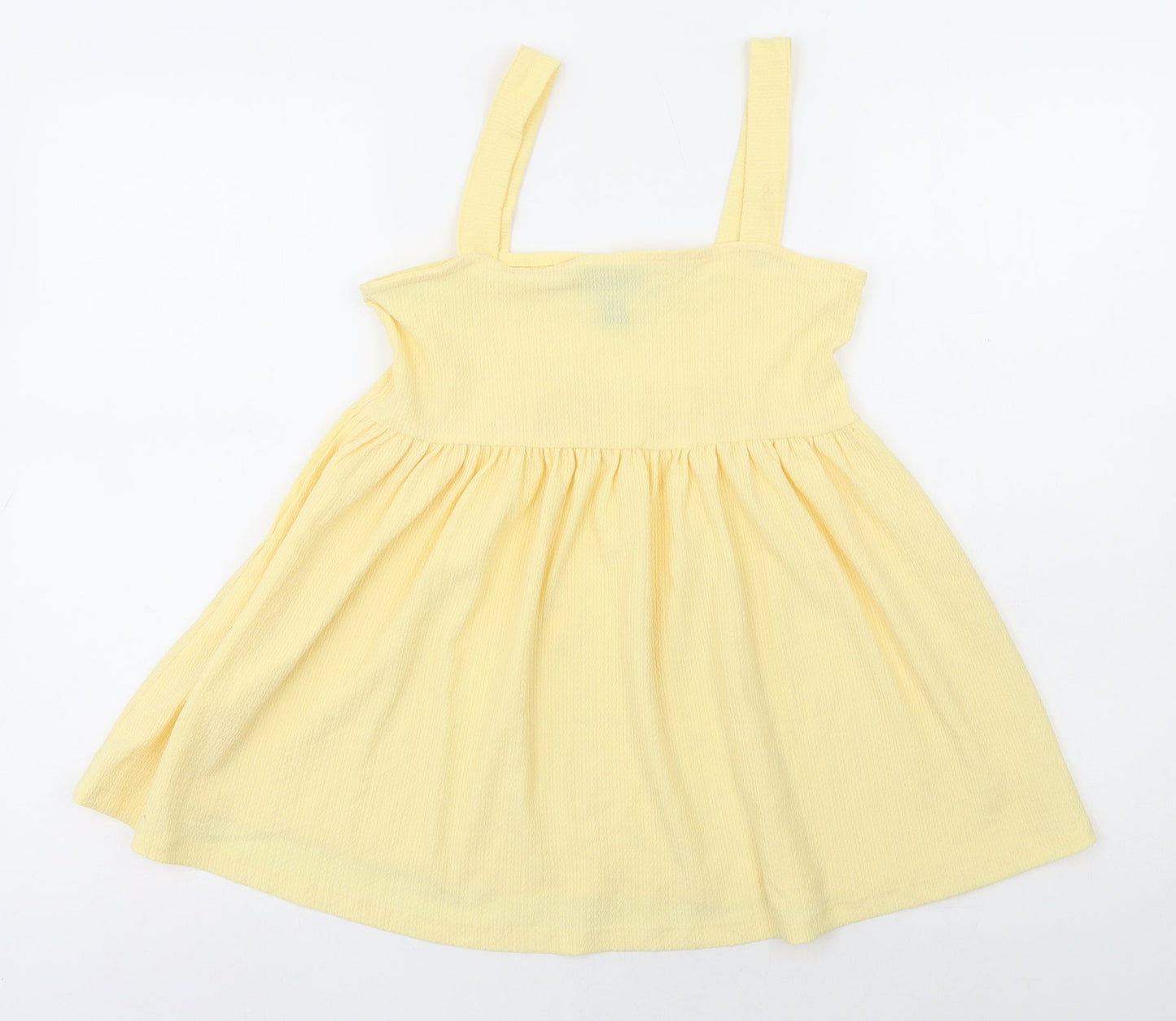 New Look Womens Yellow Polyester Basic Blouse Size 8 Square Neck
