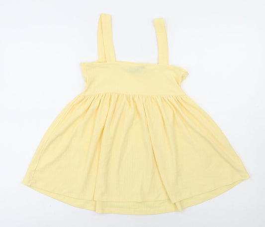 New Look Womens Yellow Polyester Basic Blouse Size 8 Square Neck