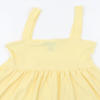 New Look Womens Yellow Polyester Basic Blouse Size 8 Square Neck