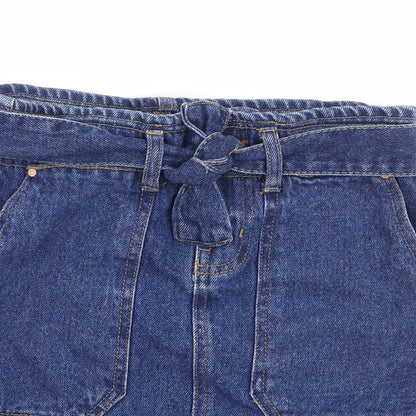 Primark Girls Blue 100% Cotton A-Line Skirt Size 10-11 Years Regular Zip