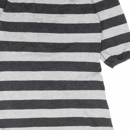 F&F Womens Grey Square Neck Striped Viscose Tunic Jumper Size 10