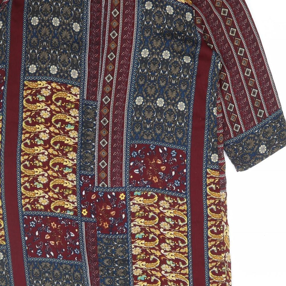 Boohoo Womens Multicoloured Geometric Polyester Shift Size 10 Round Neck Zip