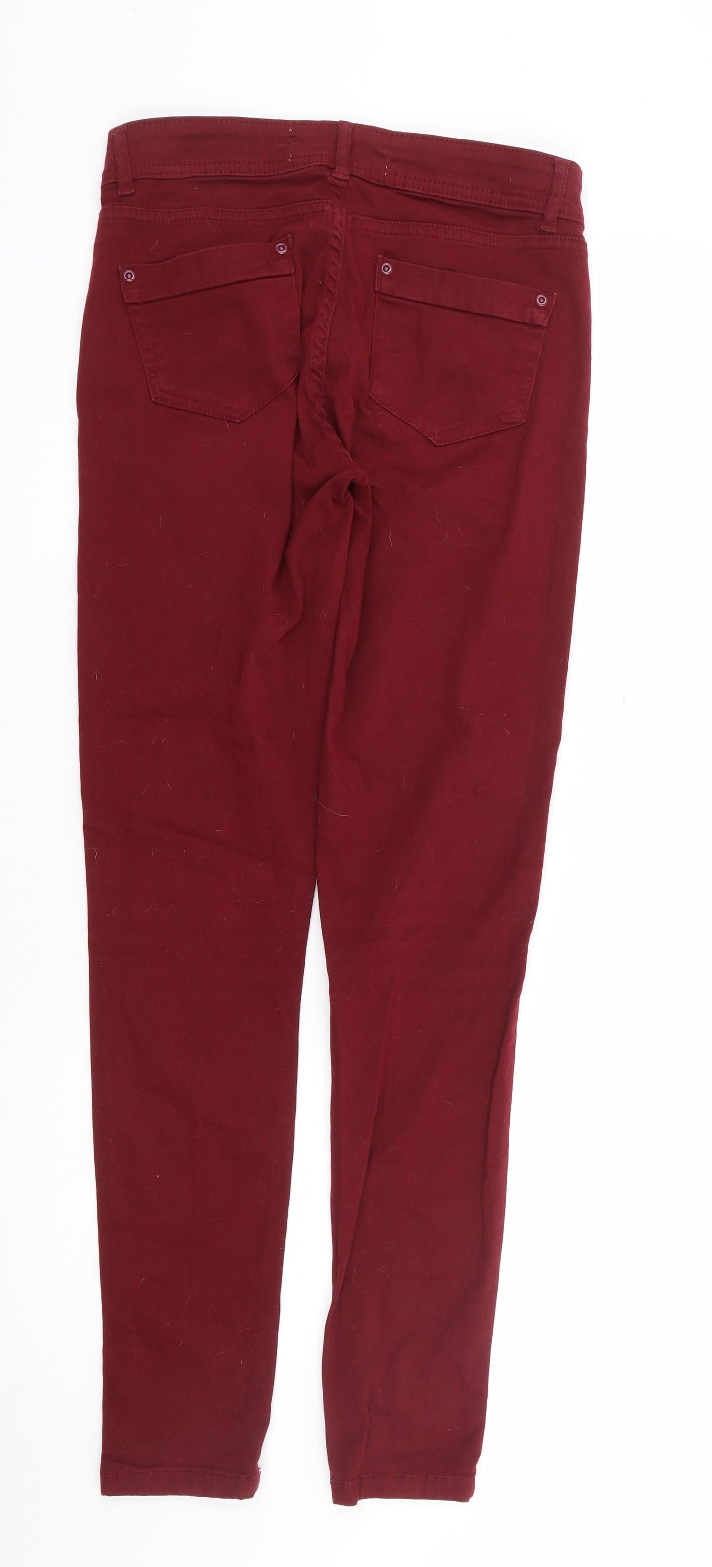 New Look Womens Red Cotton Skinny Jeans Size 8 L29 in Regular Zip