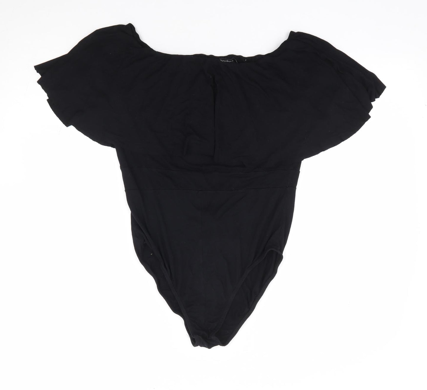 Boohoo Womens Black Viscose Leotard One-Piece Size 14