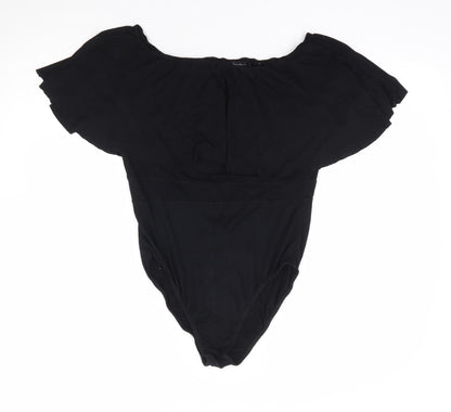 Boohoo Womens Black Viscose Leotard One-Piece Size 14