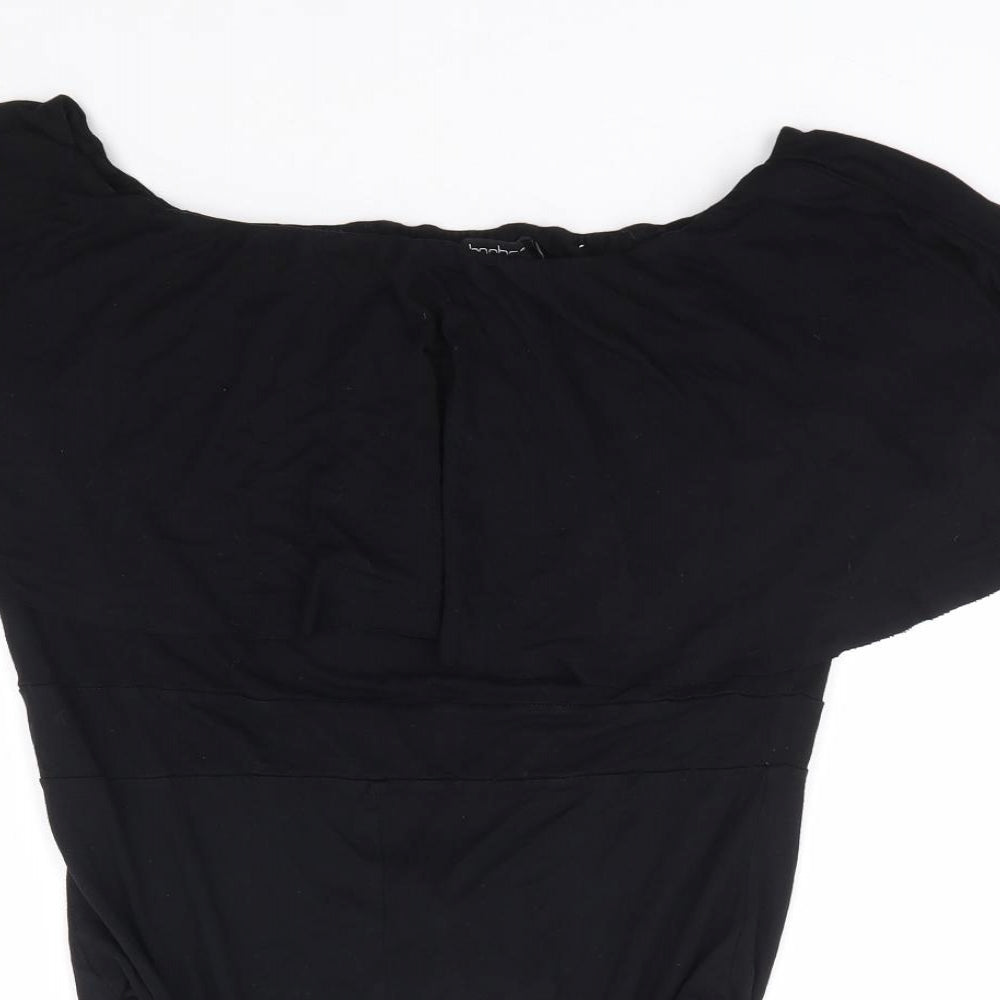 Boohoo Womens Black Viscose Leotard One-Piece Size 14