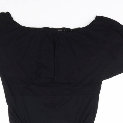 Boohoo Womens Black Viscose Leotard One-Piece Size 14