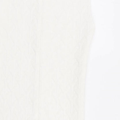 Topshop Womens Ivory Polyester A-Line Size 12 Round Neck Zip