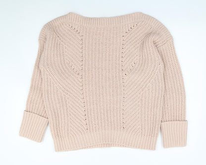George Womens Pink Boat Neck Acrylic Pullover Jumper Size M
