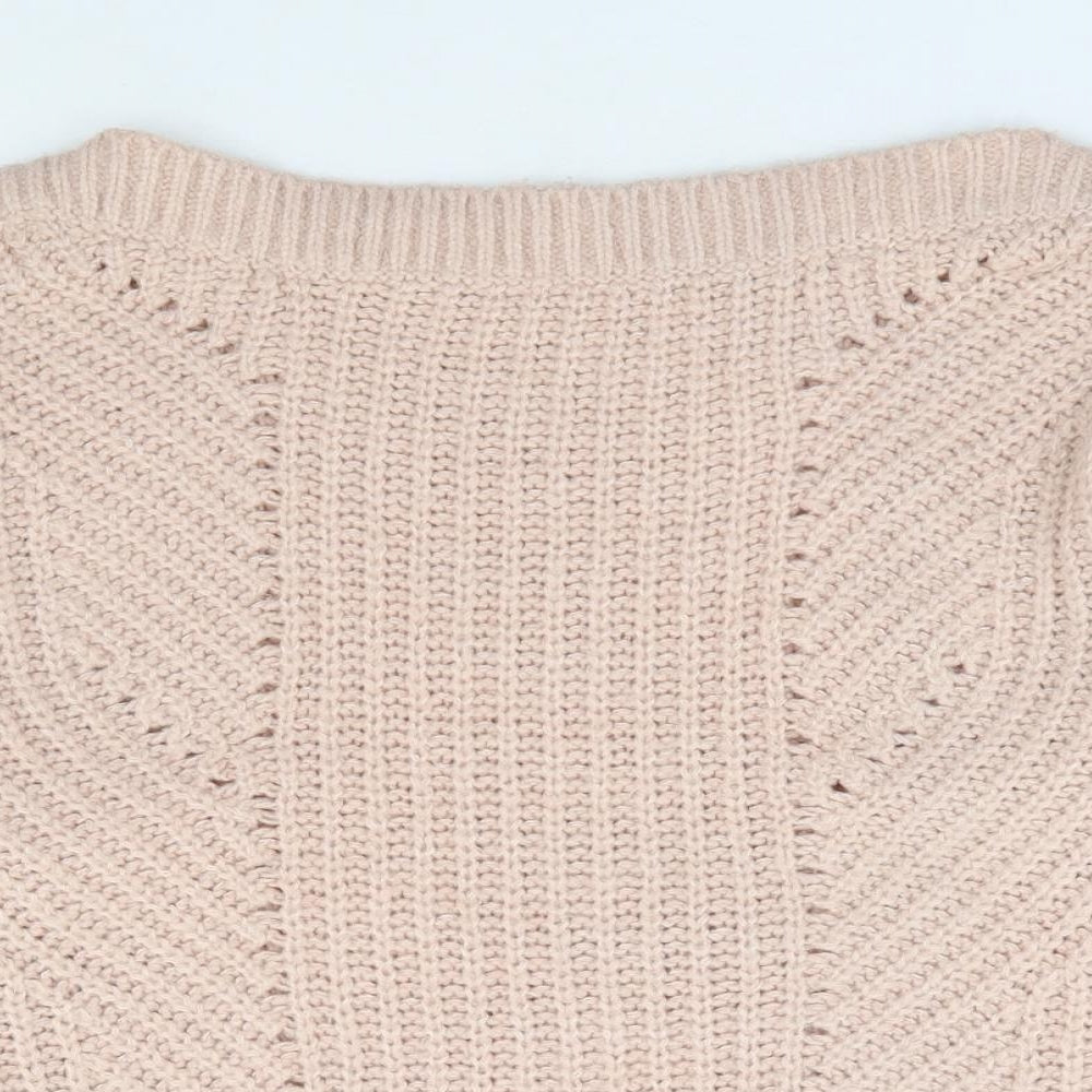 George Womens Pink Boat Neck Acrylic Pullover Jumper Size M