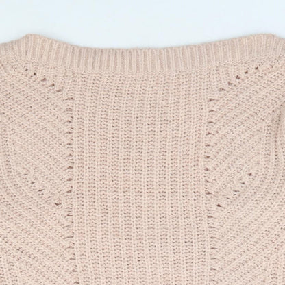 George Womens Pink Boat Neck Acrylic Pullover Jumper Size M