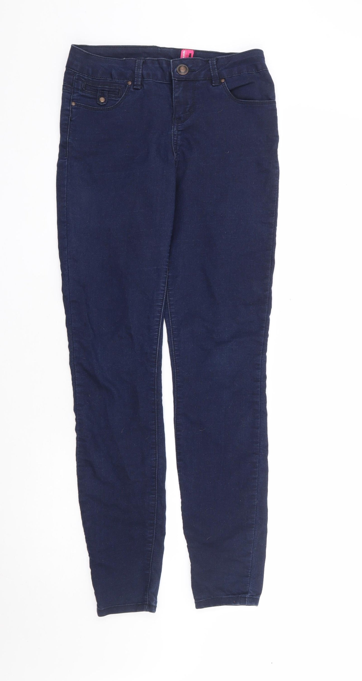New Look Womens Blue Cotton Skinny Jeans Size 8 L30 in Extra-Slim Zip