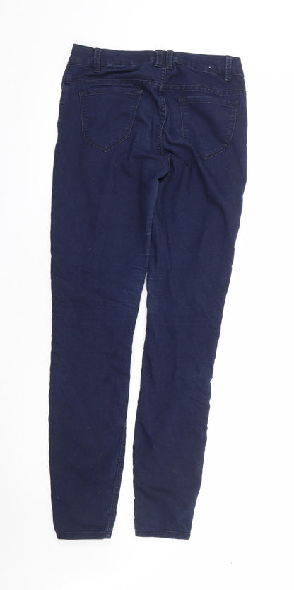 New Look Womens Blue Cotton Skinny Jeans Size 8 L30 in Extra-Slim Zip
