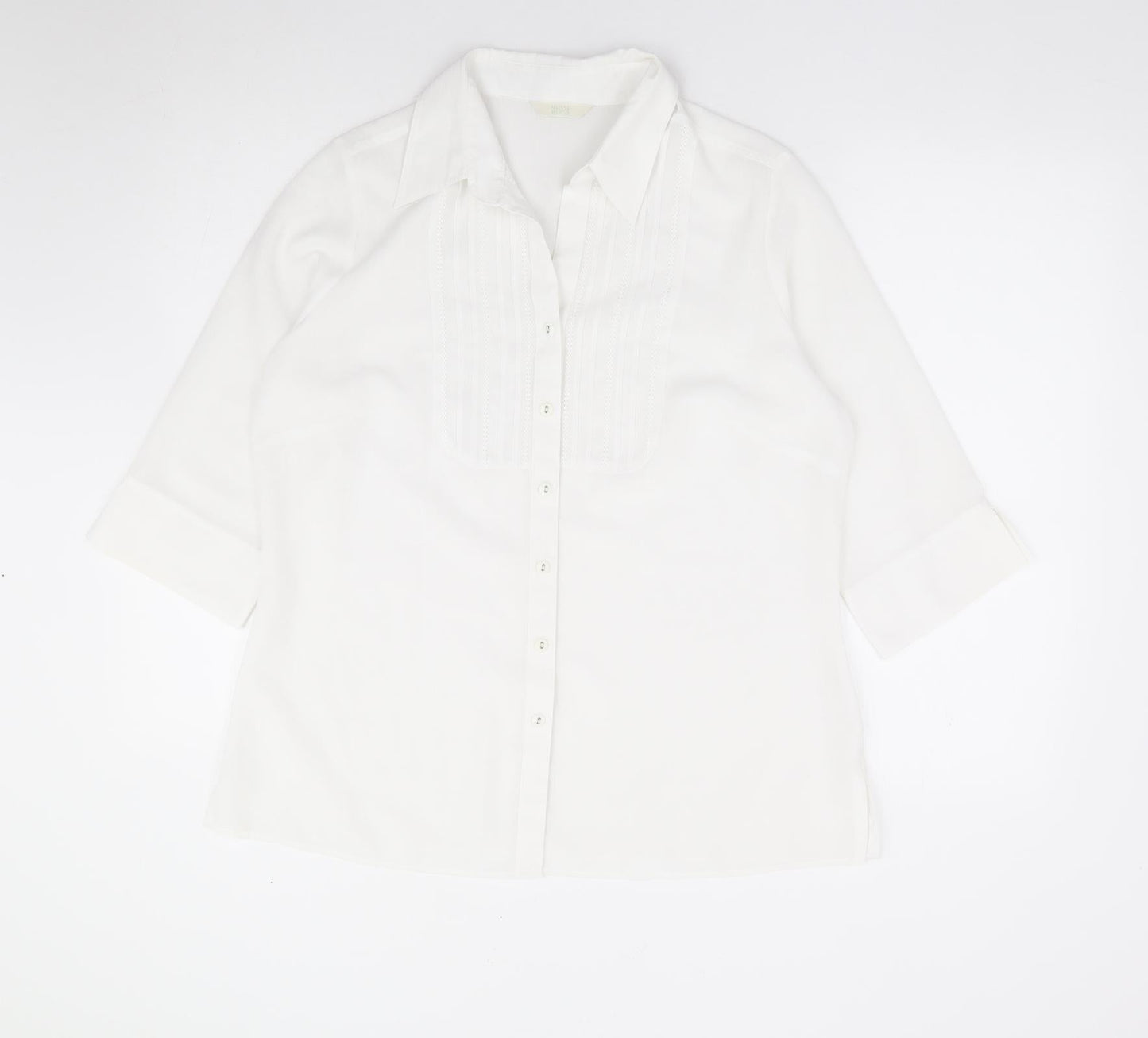 Womens UK Size M Marks and Spencer Ivory Jersey Button-Up