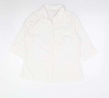 Womens UK Size M Marks and Spencer Ivory Jersey Button-Up
