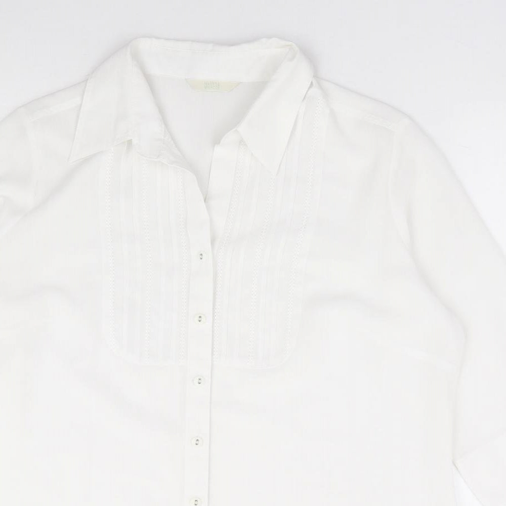 Womens UK Size M Marks and Spencer Ivory Jersey Button-Up