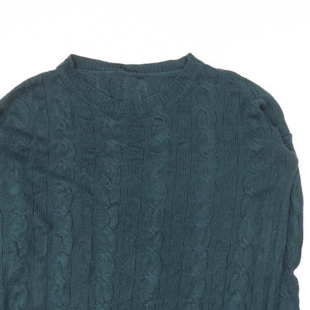 SheIn Womens Green Round Neck Acrylic Pullover Jumper Size M