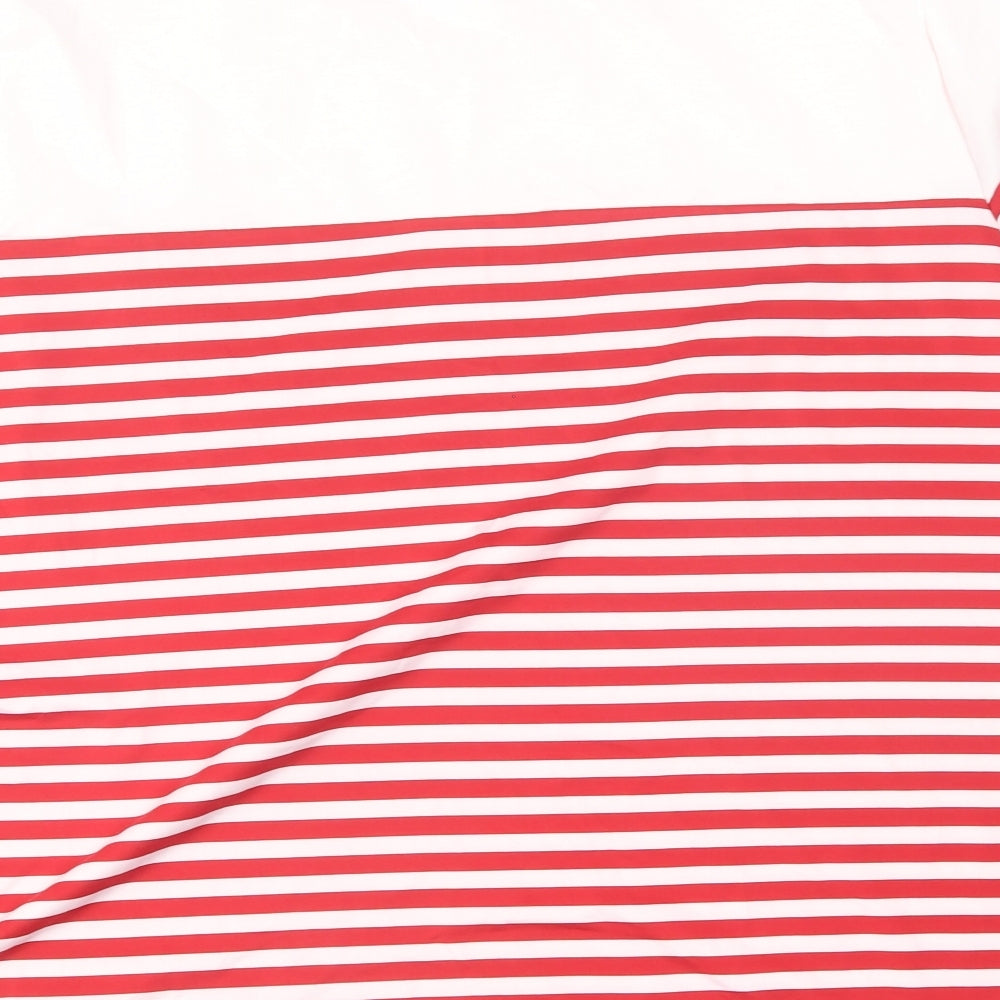 SheIn Womens Red Striped Polyester Basic T-Shirt Size 3XL Round Neck
