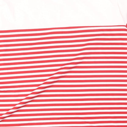 SheIn Womens Red Striped Polyester Basic T-Shirt Size 3XL Round Neck