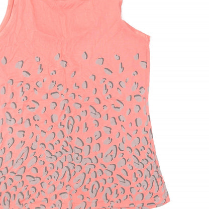 Oasis Womens Pink Animal Print Viscose Basic Tank Size M Scoop Neck