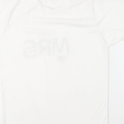 Womens UK Size S Stars & Stripes White Basic T-Shirt