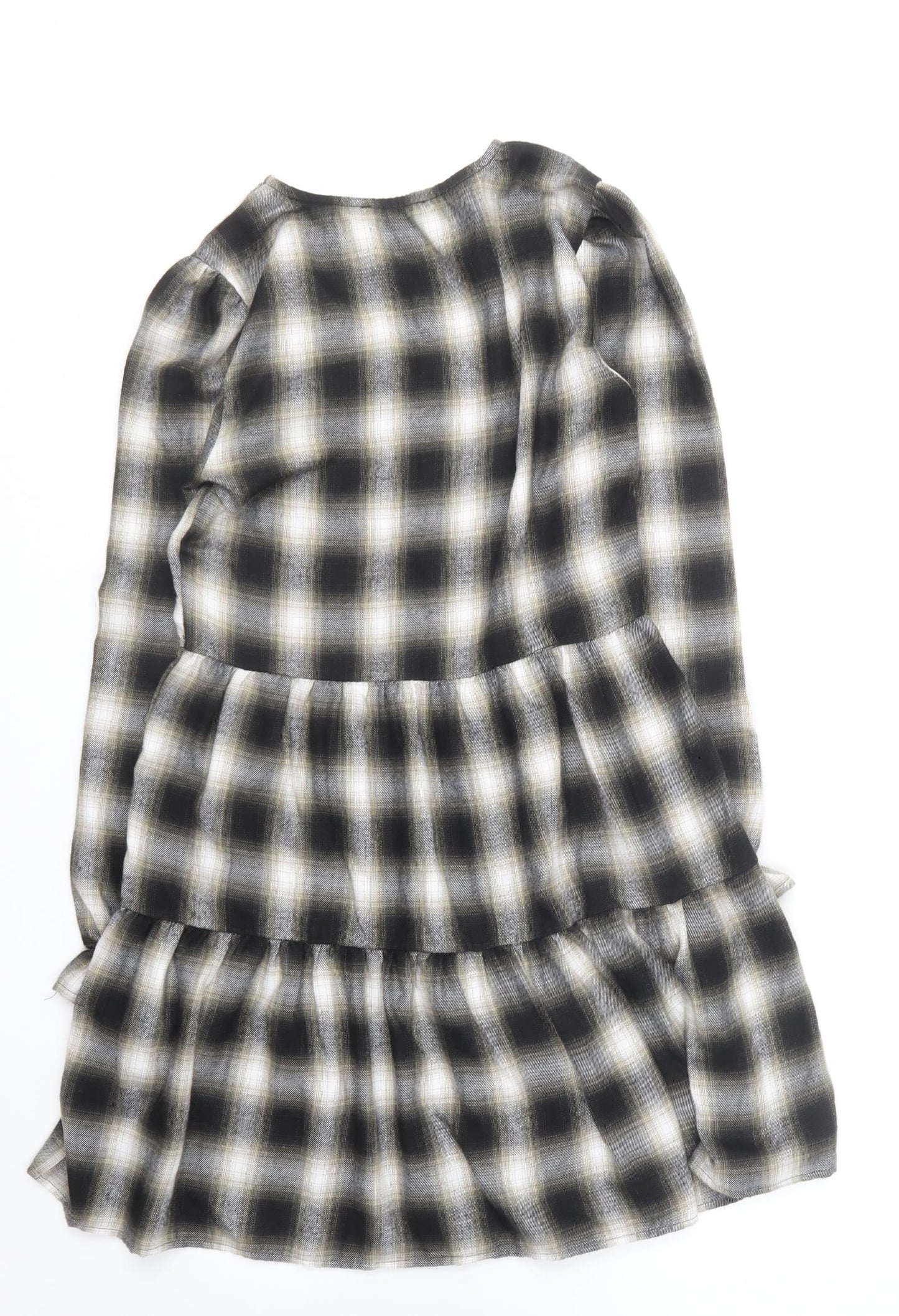 Primark Womens Multicoloured Plaid Polyester Skater Dress Size 8 V-Neck