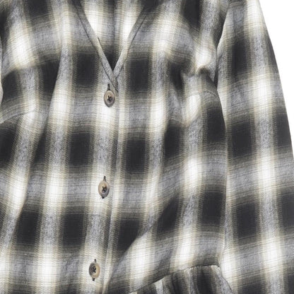 Primark Womens Multicoloured Plaid Polyester Skater Dress Size 8 V-Neck