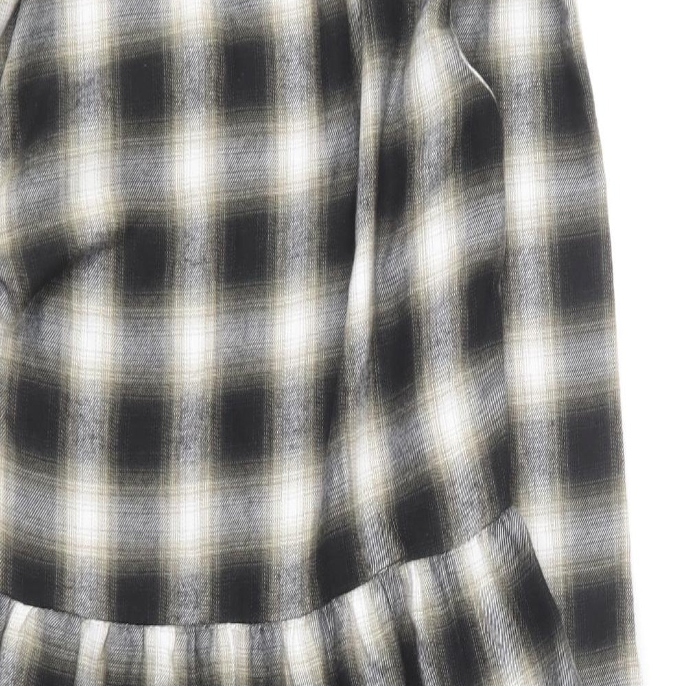 Primark Womens Multicoloured Plaid Polyester Skater Dress Size 8 V-Neck
