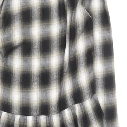 Primark Womens Multicoloured Plaid Polyester Skater Dress Size 8 V-Neck