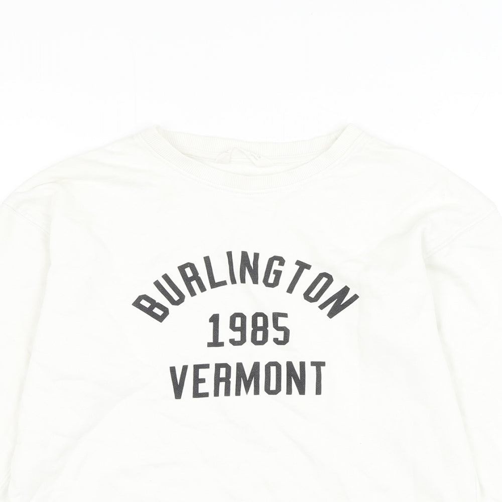 Mango Girls White Cotton Pullover Sweatshirt Size 11-12 Years Pullover - Burlington Vermont