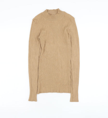 Primark Womens Brown Mock Neck Viscose Pullover Jumper Size 10