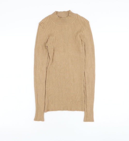 Primark Womens Brown Mock Neck Viscose Pullover Jumper Size 10
