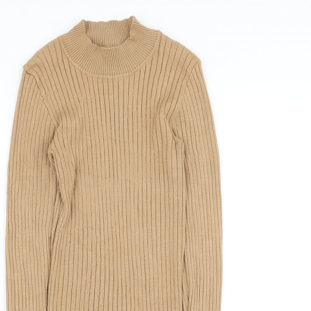 Primark Womens Brown Mock Neck Viscose Pullover Jumper Size 10