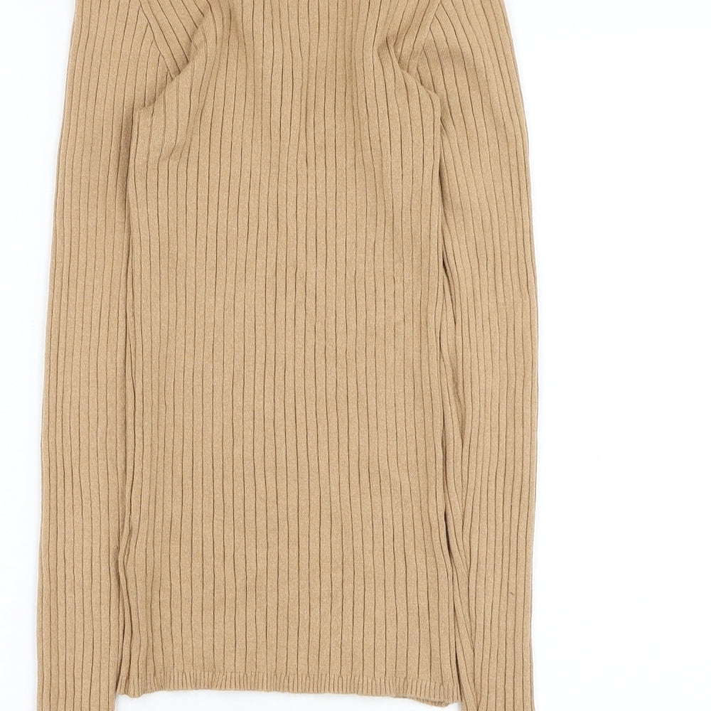 Primark Womens Brown Mock Neck Viscose Pullover Jumper Size 10