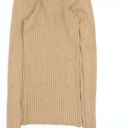 Primark Womens Brown Mock Neck Viscose Pullover Jumper Size 10