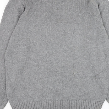 BHS Mens Grey Mock Neck Cotton Henley Jumper Size S