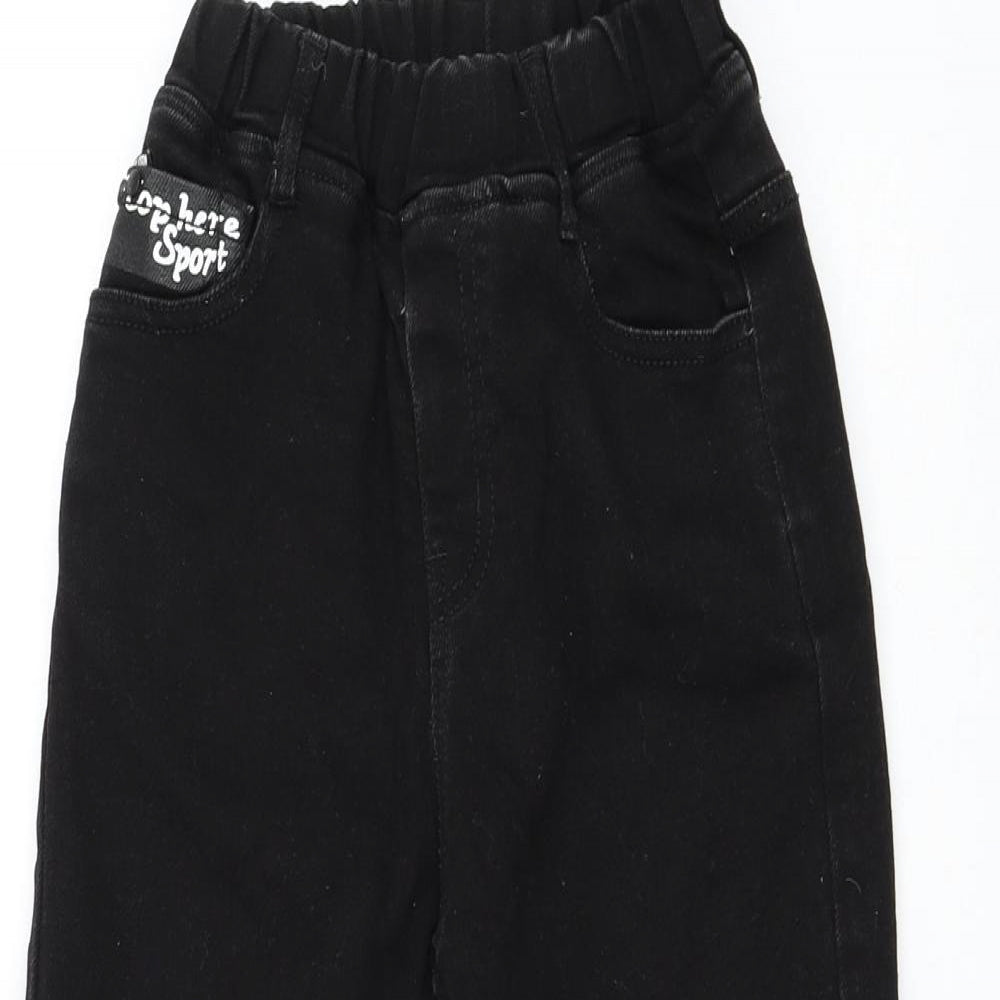 Fashion Cowboy Girls Black Polyester Skinny Jeans Size 11 Years Regular Pullover
