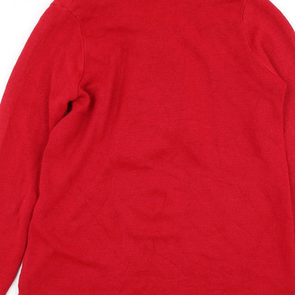 Envy Womens Red Round Neck Acrylic Pullover Jumper Size S