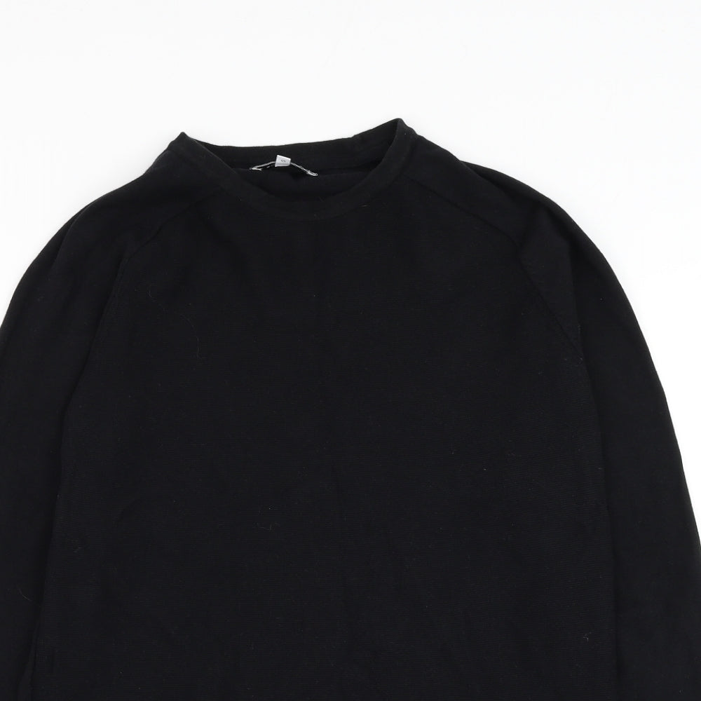 Red Herring Mens Black Round Neck Cotton Pullover Jumper Size S