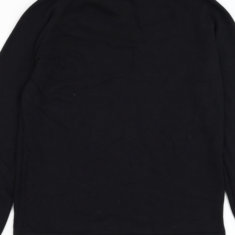 Red Herring Mens Black Round Neck Cotton Pullover Jumper Size S