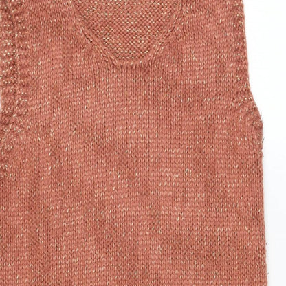Preworn Womens Pink Polyacrylate Fibre Jumper Dress Size 14 Round Neck Pullover